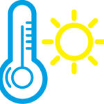 pictogram van thermometer en zon